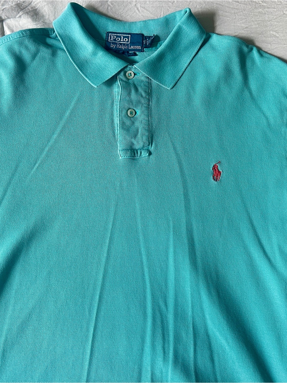 Ralph Lauren Men's Polo Shirt in Turquoise with Red Pony